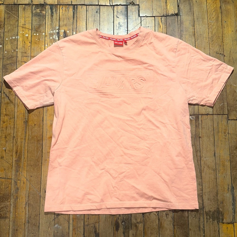 Pillars Tee Shirt Men's 2XL Peach Short Sleeve Logo Crew Neck Pullover Retro